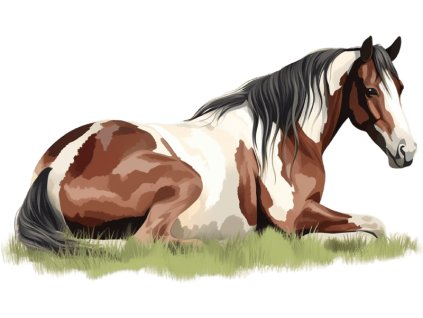 Nažehlovačka Americký strakatý kůň v trávě (ROZMĚRY velikost 12 cm)