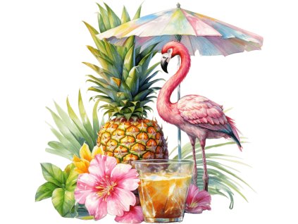 Nažehlovačka Ananas a plameňák (ROZMĚRY velikost 20 cm)