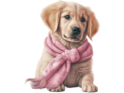 Nažehlovačka Zlatý retrívr štěně růžová šála (ROZMĚRY velikost 6 cm)