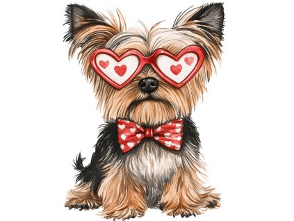 Nažehlovačka Jorkšír brýle srdce (ROZMĚRY velikost 12 cm)