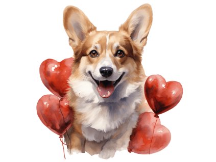 Nažehlovačka Corgi se srdíčky (ROZMĚRY velikost 6 cm)