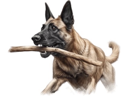 Nažehlovačka Belgický malinois s klackem (ROZMĚRY velikost 12 cm)