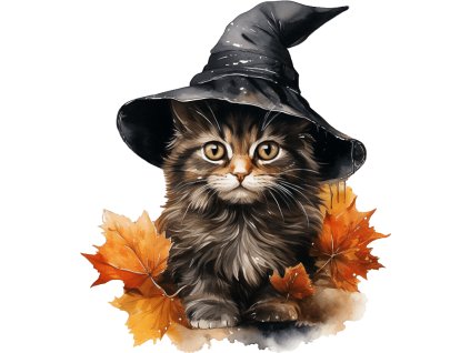 Nažehlovačka Kočka s kouzelným kloboukem (ROZMĚRY velikost 6 cm)