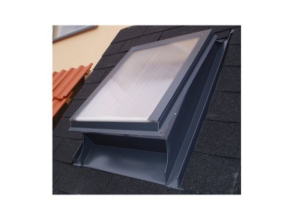 Výlez AL tašková krytina+polykarbonát 60x60cm šedý