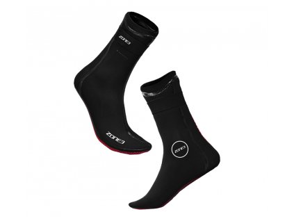 Neoprenové plavecké ponožky Zone3 - BLACK/RED Heat-Tech
