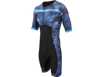 zone3 mens activateplus tropical palm short sleeve full zip trisuit navy blue 1 978169