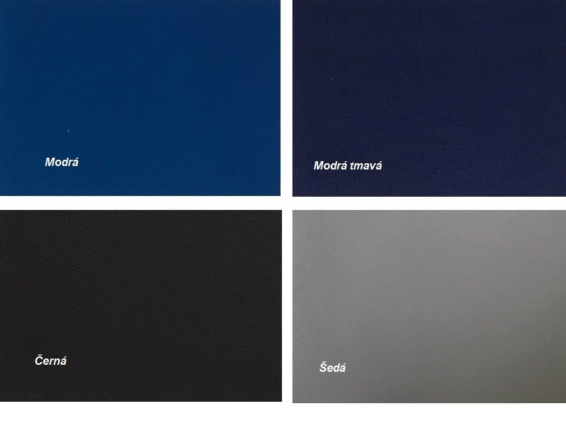 100% polyester fabric, with polyurethane coating, with a weight of 225 g/m2. UV stabilized, waterproof, flame retardant