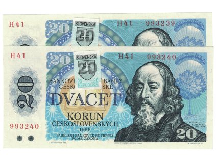 20 korun 1988 kolok 1993 2 ks