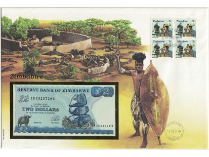 banknotenbrief Zmbabwe 2 dollars 1994