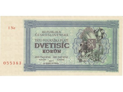 Poukazka 2000 korun 1945 seria 1 Ne
