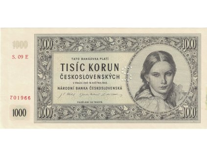 1000 korun 1945 serie 09 E
