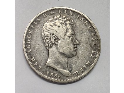 Sardínia 5 Líra 1836