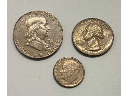 USA, Half, Quarter, One Dime Dollar 1961 3 Pcs.