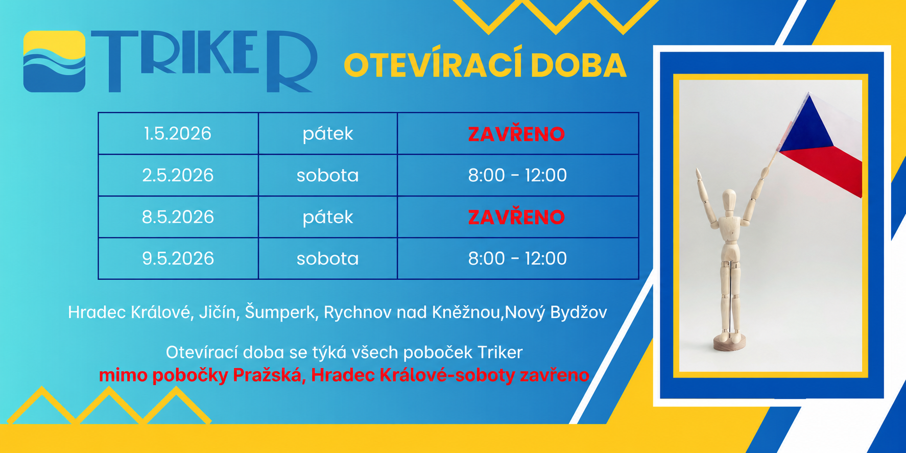 Otevírací doba květen 2026