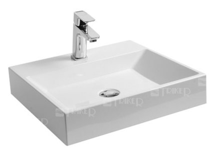 Natural 500 umyvadlo z litého mramoru 50 x 45 cm s otvorem pro baterii, bez přepadu, bílé