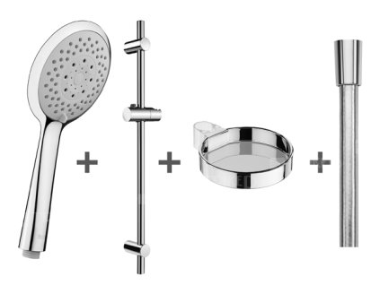 Cubito-N sprchový set - ruční sprcha kulatá 4 funkce,tyč, mýdelník, hadice 170 cm