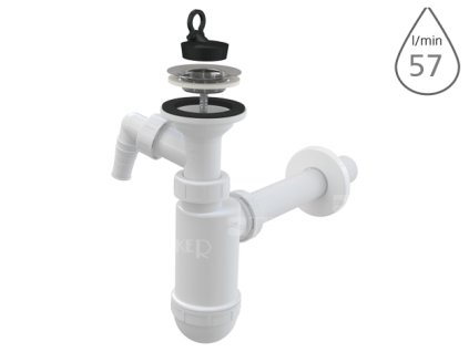 Sifon umyvadlový s výpustí A410P a přípojkou s nerezovou mřížkou 63 mm, odpad 32 mm
