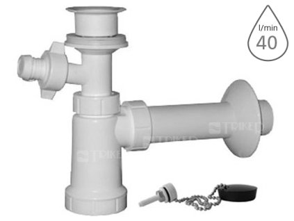 Sifon umyvadlový s výpustí s přípojkou EU1P341 s plastovou mřížkou, řetízkem DN40