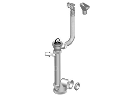 Sifon dřezový s výpustí, přepadem a přípojkou T-735PBZ DN50/40 s nerezovou mřížkou 70 mm