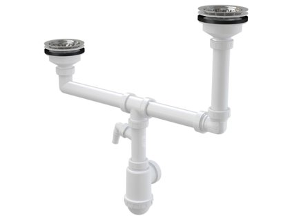 Sifon dvoudřezový s výpustí s přípojkou A454P s nerezovými mřížkami 115 x 50/40 mm, mimoúrovňový