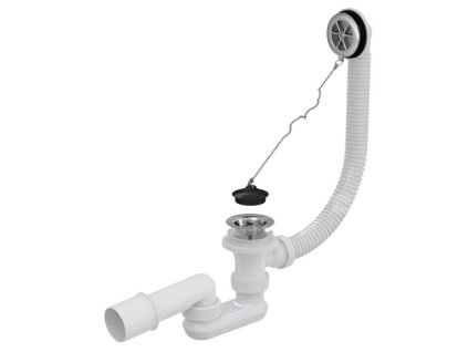 Sifon vanový s řetízkem A501 mřížka:plast/chrom, krytka:plast/chrom, odpad 40/50 mm, délka přepadu 570 mm