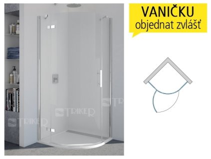 P3P Sprchové dveře čtvrtkruhové levé R550 800/2000 profil:chrom,výplň:čiré