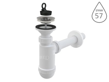 Sifon umyvadlový s výpustí A410 s nerezovou mřížkou 63 mm, odpad 32 mm