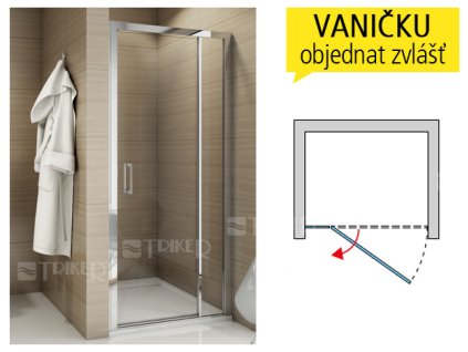 TED sprchové dveře jednokřídlé s pevnou stěnou 1000 (975-1025 mm) profil:matný elox, výplň:čiré sklo