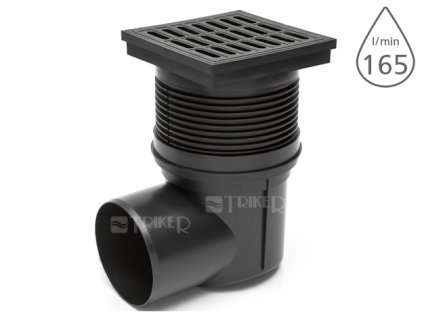 Vpusť kanalizační KVB 110 S se suchou klapkou, boční odpad 110 mm, plastová mřížka