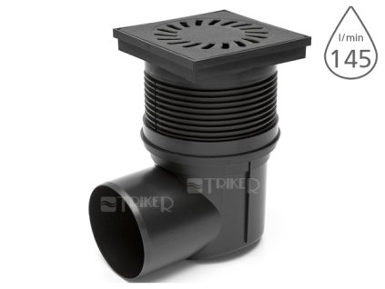 Vpusť kanalizační KVB 110 S Li se suchou klapkou, boční odpad 110 mm, litinová mřížka