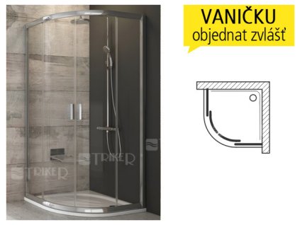 BLCP4 sprchový kout BLCP4-90 R500 (875-895mm) profil:bílý, výplň:grape