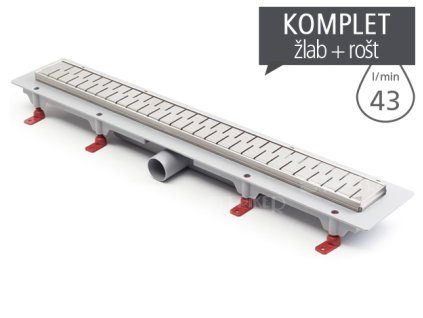 Žlab podlahový Medium s nerezovým roštem 450 mm, lesk