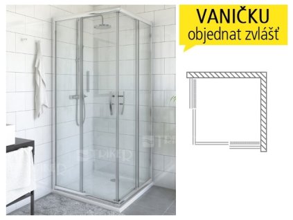 PXS2 sprchový kout PXS2P/1000 (985-1010mm) pravá část, výška 1850mm, profil:brillant, výplň:transparent