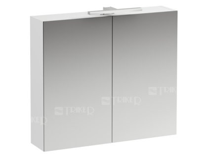 Base zrcadlová skříňka 80 x 70 cm, s osvětlením a zásuvkou, bílá/lesk