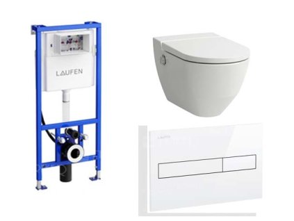 Závěsný WC komplet Navia, klozet bíký LCC + modul CW2 + tlačítko AW1 chrom mat