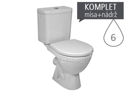 Lyra plus klozet kombi 40 cm vodorovný odpad, spodní napouštění, délka 63 cm, bílý