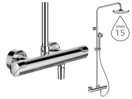 Citypro sprchová baterie termostatická včetně hlavové sprchy a příslušenství, chrom