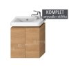 Komplet Cubito skříňka s 2 dvířky s umývátkem 45 x 25 cm, otvor vpravo, dub