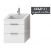 Cube skříňka s 2 zásuvkami s umyvadlem 55 x 43 cm bílá, úchytky chrom