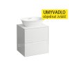 NEW CLASSIC skříňka pod umyvadlo 118 x 60 cm se 2 zásuvkami a výřezem uprostřed, bílá lesk