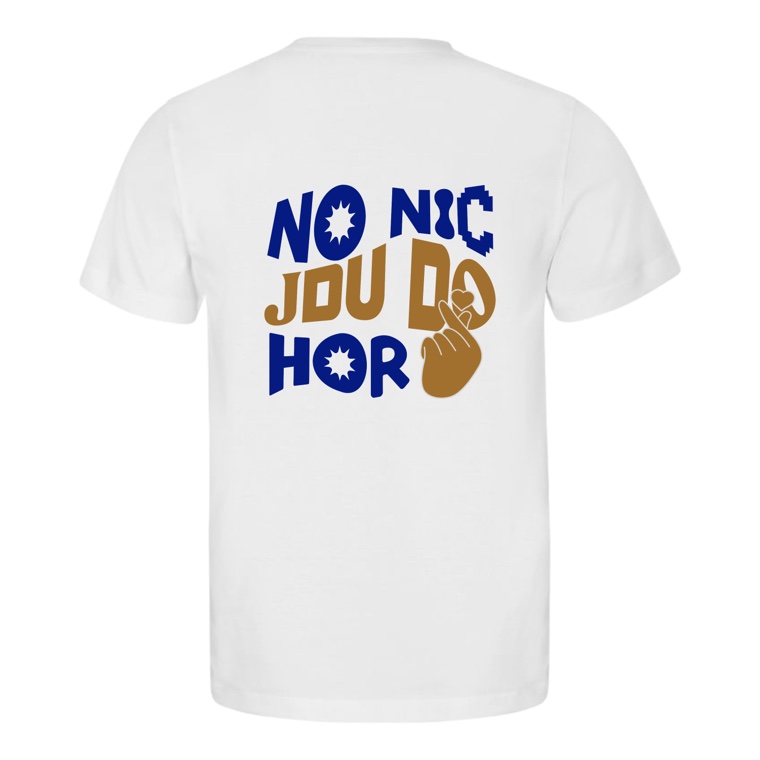 Pánské tričko NO NIC, JDU DO HOR bílé, potisk na zádech