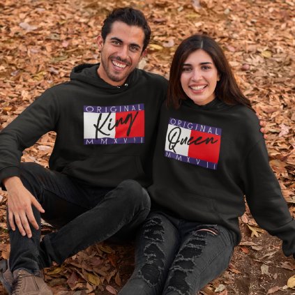 hoodie mockup of a young couple in autumn 31806