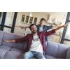t shirt mockup of a dad and his son playing on the couch m19734 r el2