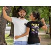 front and back mockup of a couple pointing at their t shirts 29784