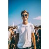 round neck tee mockup of a man with sunglasses at a music festival m35826