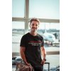 ai created t shirt mockup of a smiling man at an airport m40556