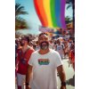 t shirt mockup of an ai created happy man celebrating in a pride parade m39344