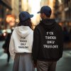 back view mockup featuring an ai created couple wearing hoodies in the street m53864
