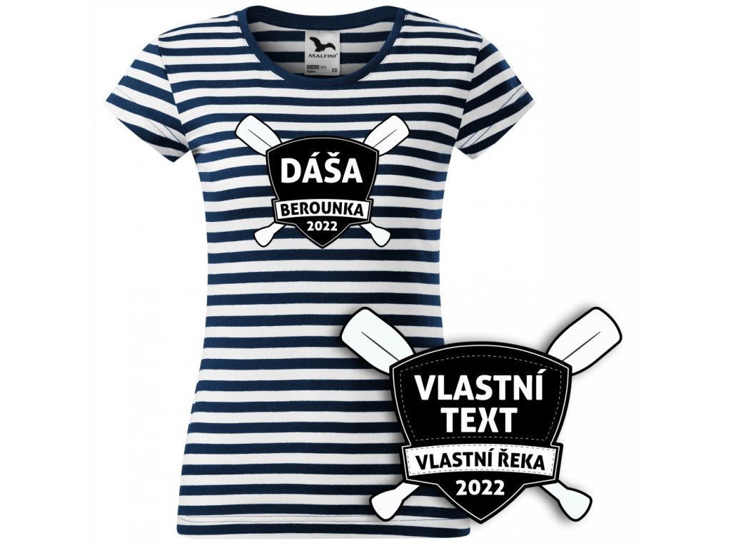 Vodácké dámské pruhované tričko na vodu sailor erb možnost vlastního textu