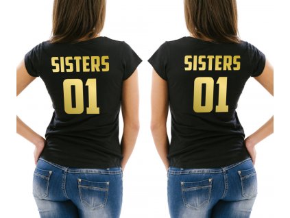 Trička pro kamarádky BFF SisterS 02 černé se zlatým potiskem